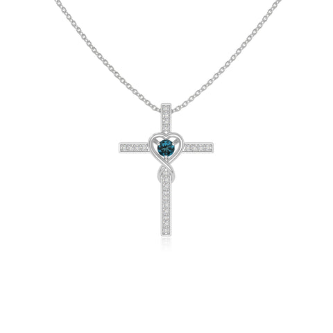 natural london-blue-topaz infinity cross necklaces in sterling silver 