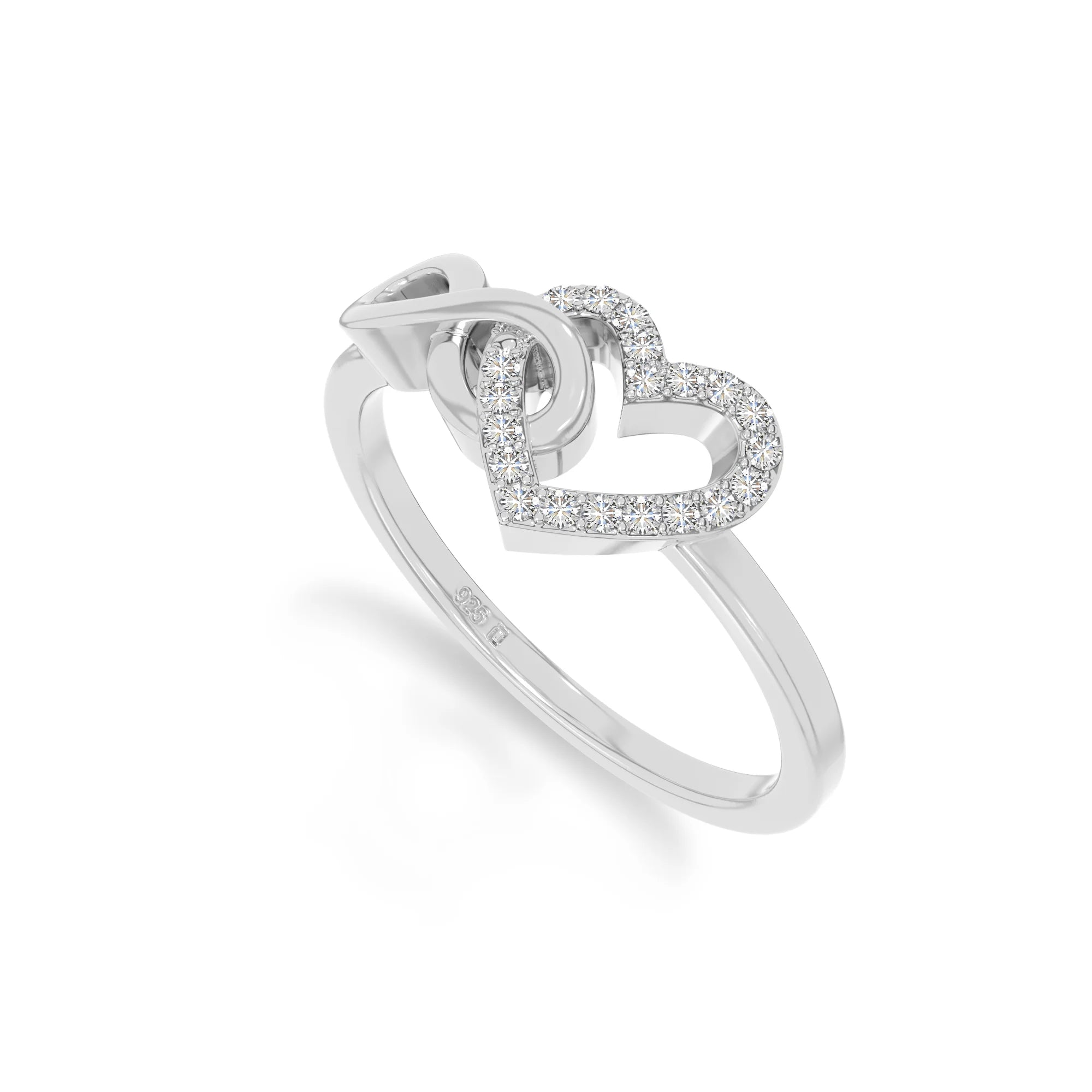 natural moissanite infinity heart promise rings in sterling silver 