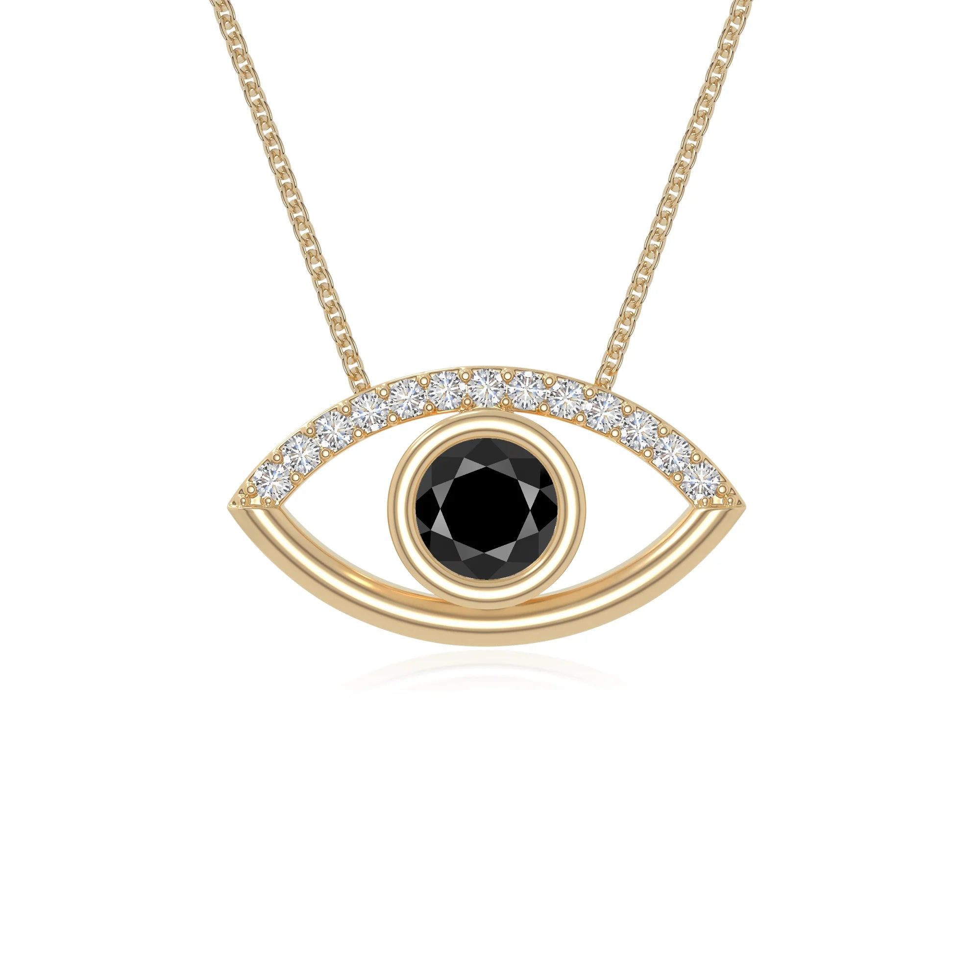 natural black-onyx evil eye necklaces in yellow gold vermeil 