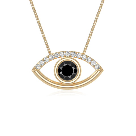 natural black-onyx evil eye necklaces in yellow gold vermeil 