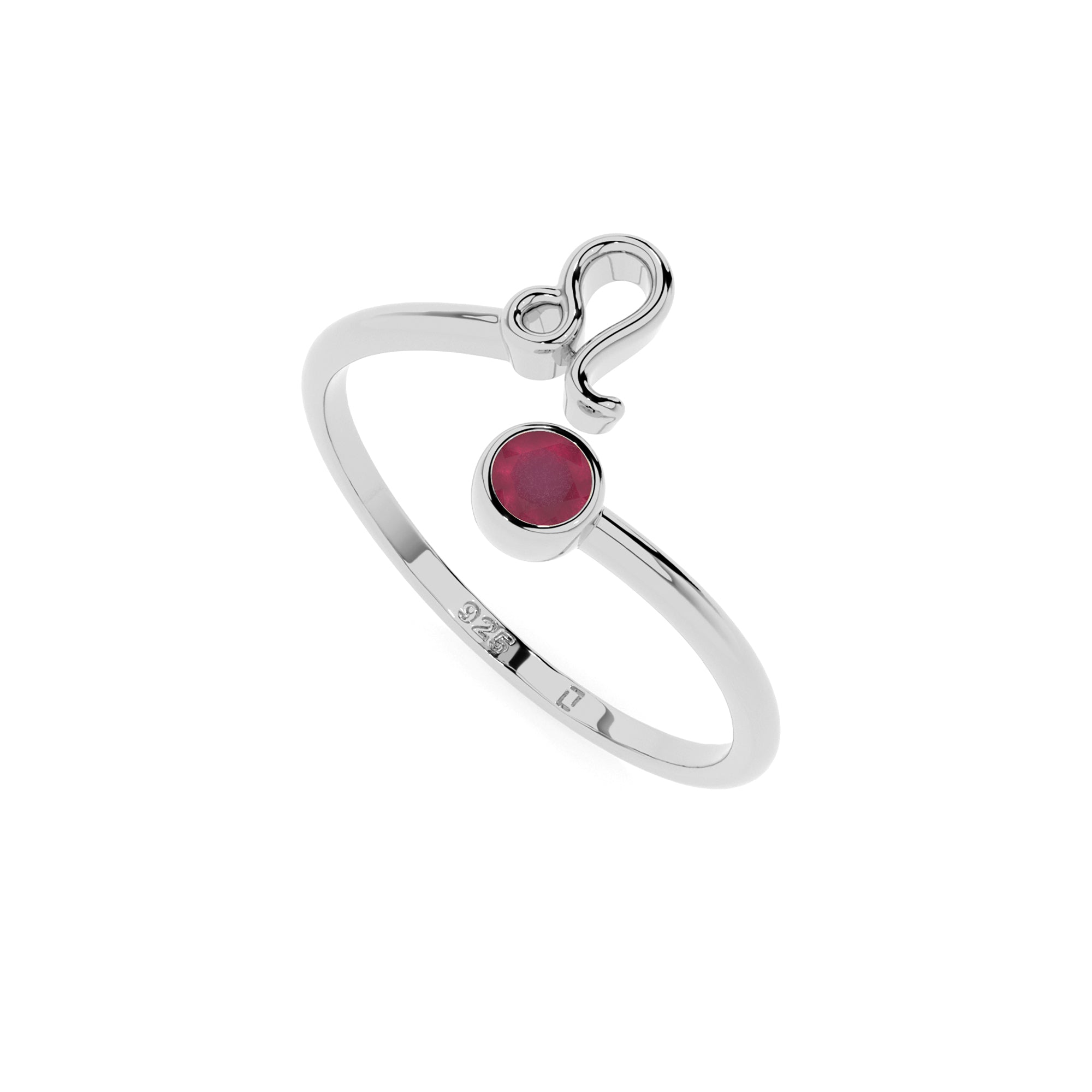 leo zodiac ring with natural ruby