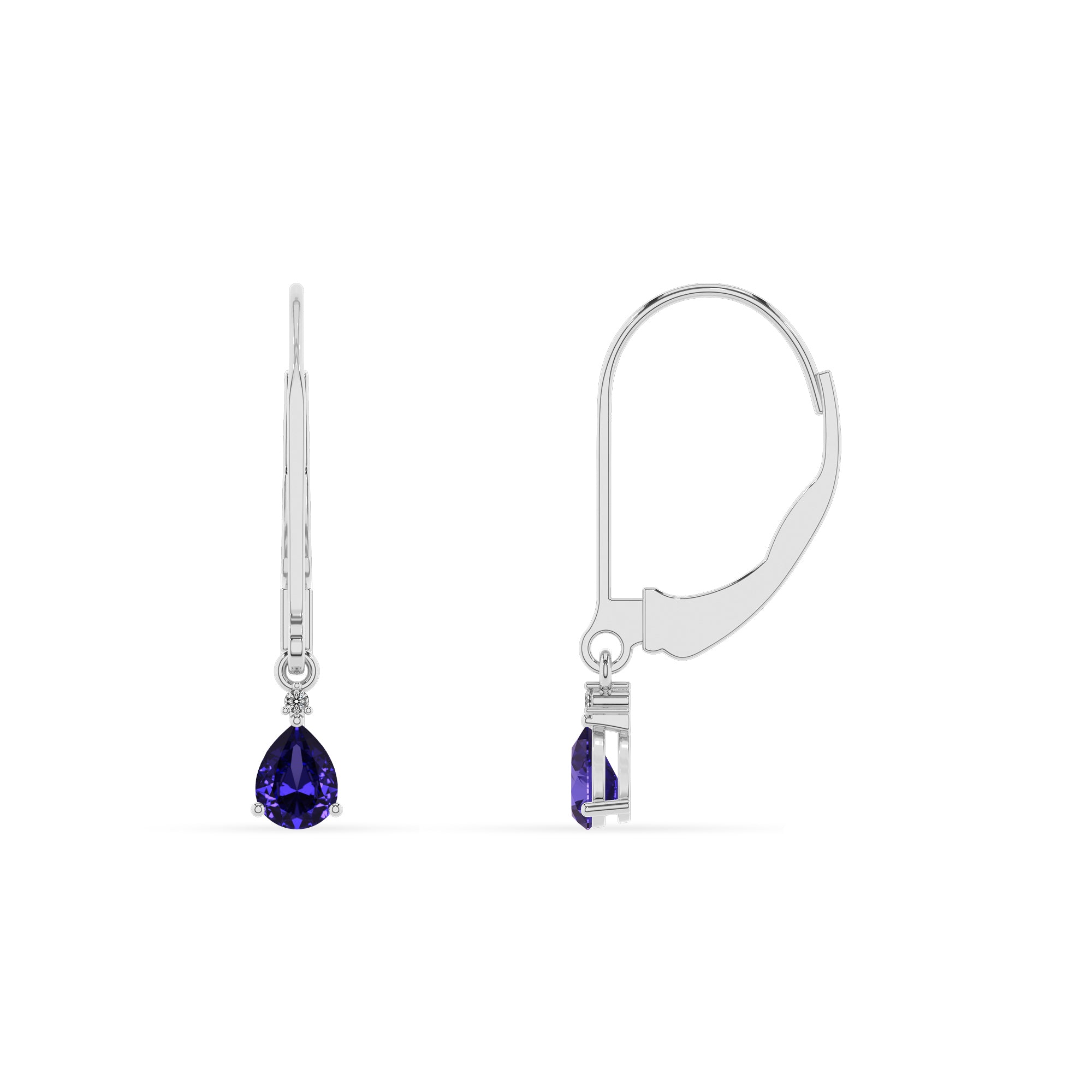 natural tanzanite pear dangle earrings with moissanite 