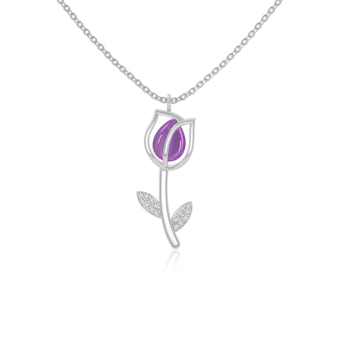 natural amethyst tulip necklaces in sterling silver 