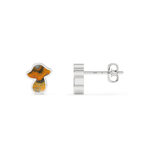 natural bumble bee mushroom shape stud earrings