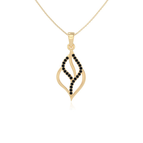 natural black-onyx leaf necklaces in yellow gold vermeil 