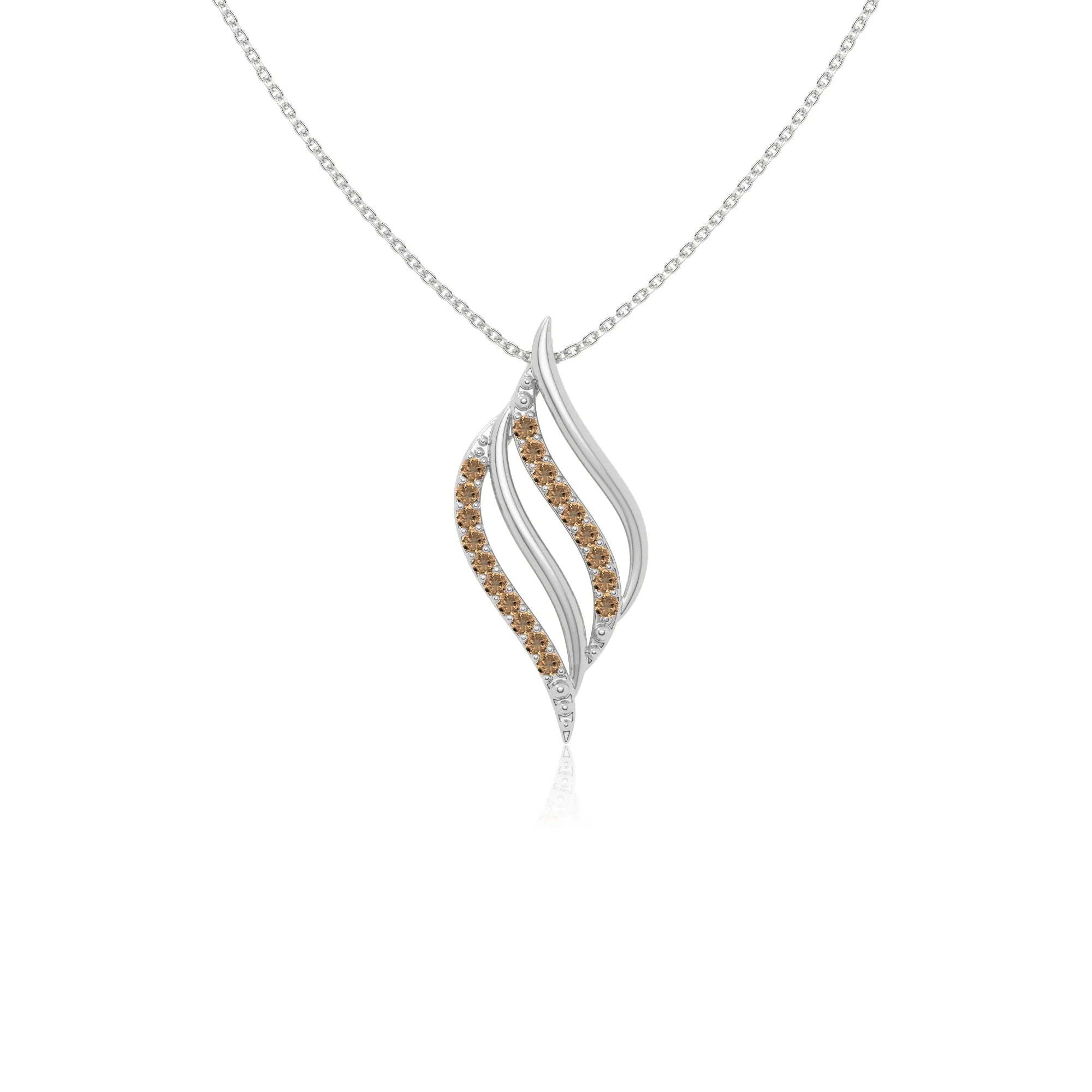 natural citrine flame necklaces in sterling silver 