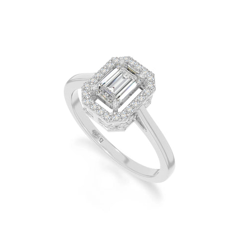 natural moissanite solitaire halo engagement rings in sterling silver 