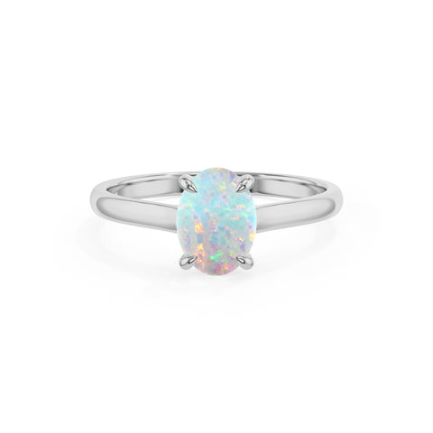 lab grown opal oval solitaire engagement ring