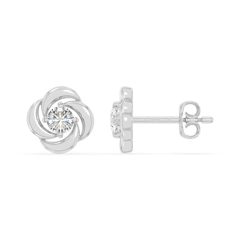 moissanite flower stud earrings in sterling silver 