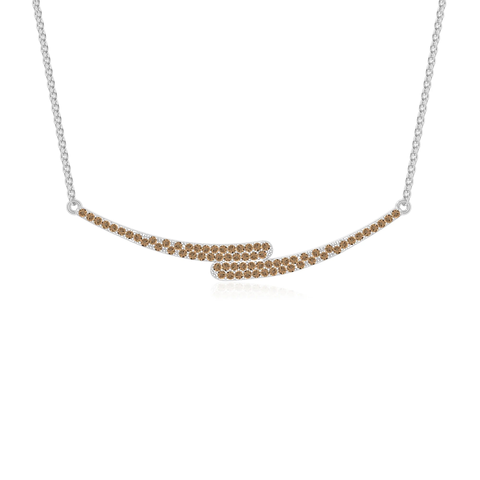 natural citrine bypass curved bar necklaces in sterling silver 