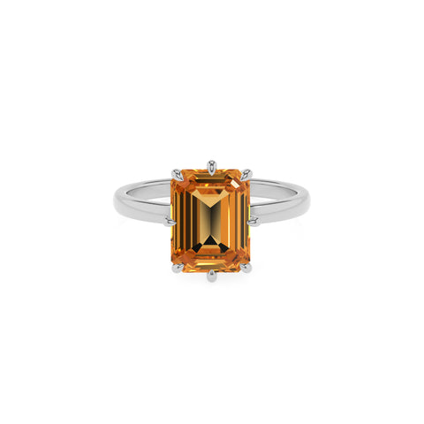 lab-grown citrine emerald solitaire engagement ring