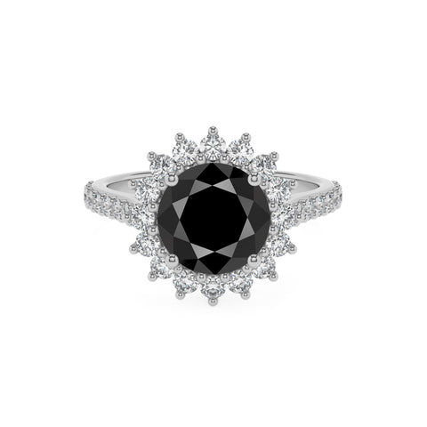 natural black-onyx round half eterity halo solitaire engagement ring