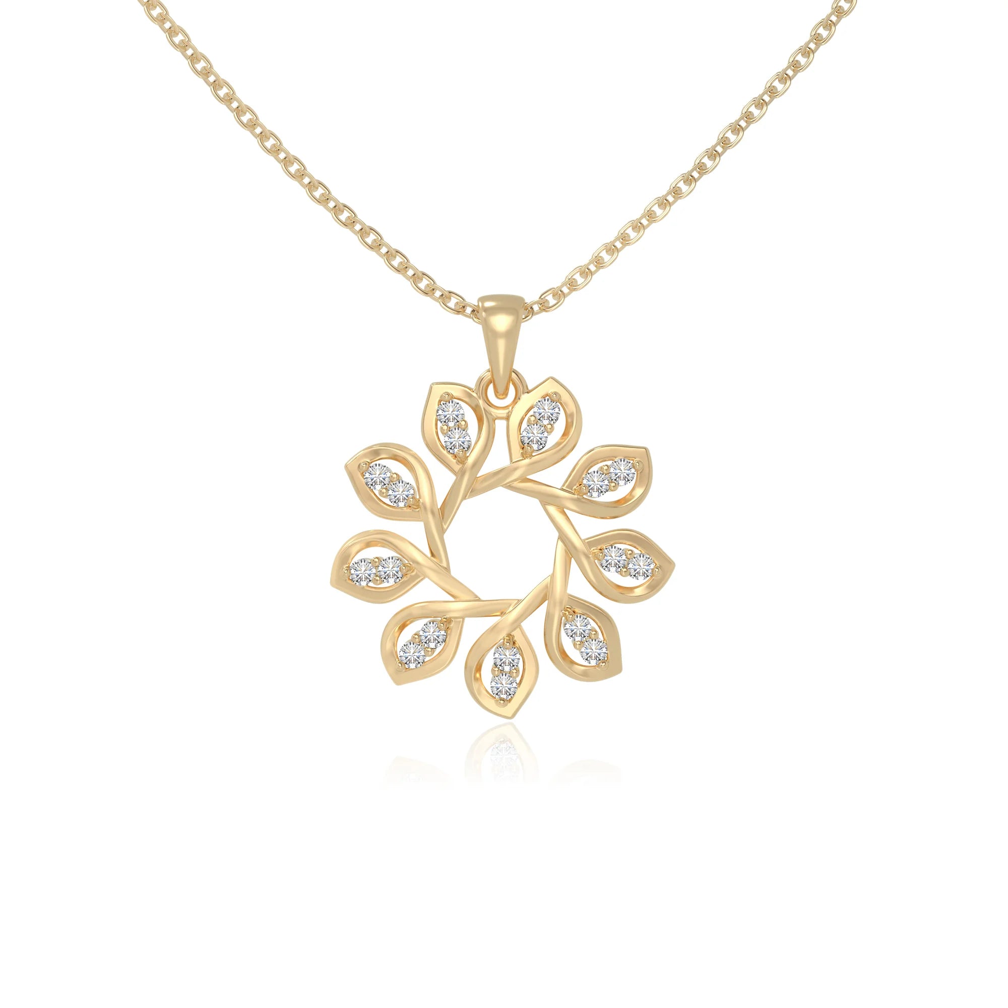 moissanite flower necklaces in yellow gold vermeil 
