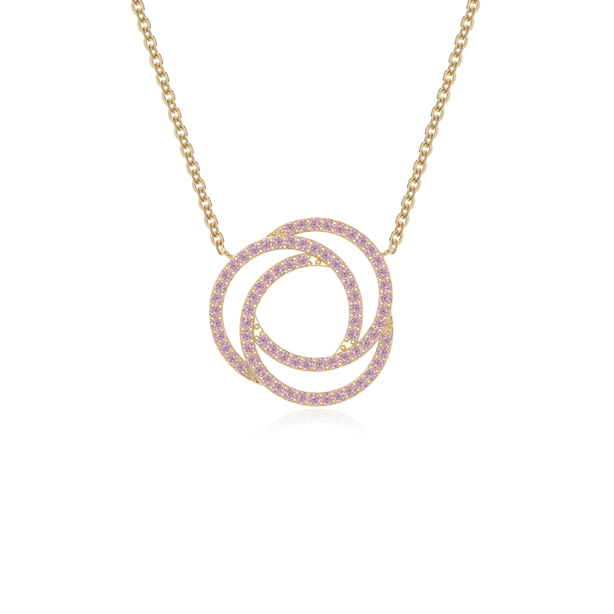 natural pink-tourmaline infinity love knot necklaces in yellow gold vermeil 