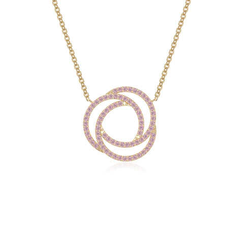 natural pink-tourmaline infinity love knot necklaces in yellow gold vermeil 