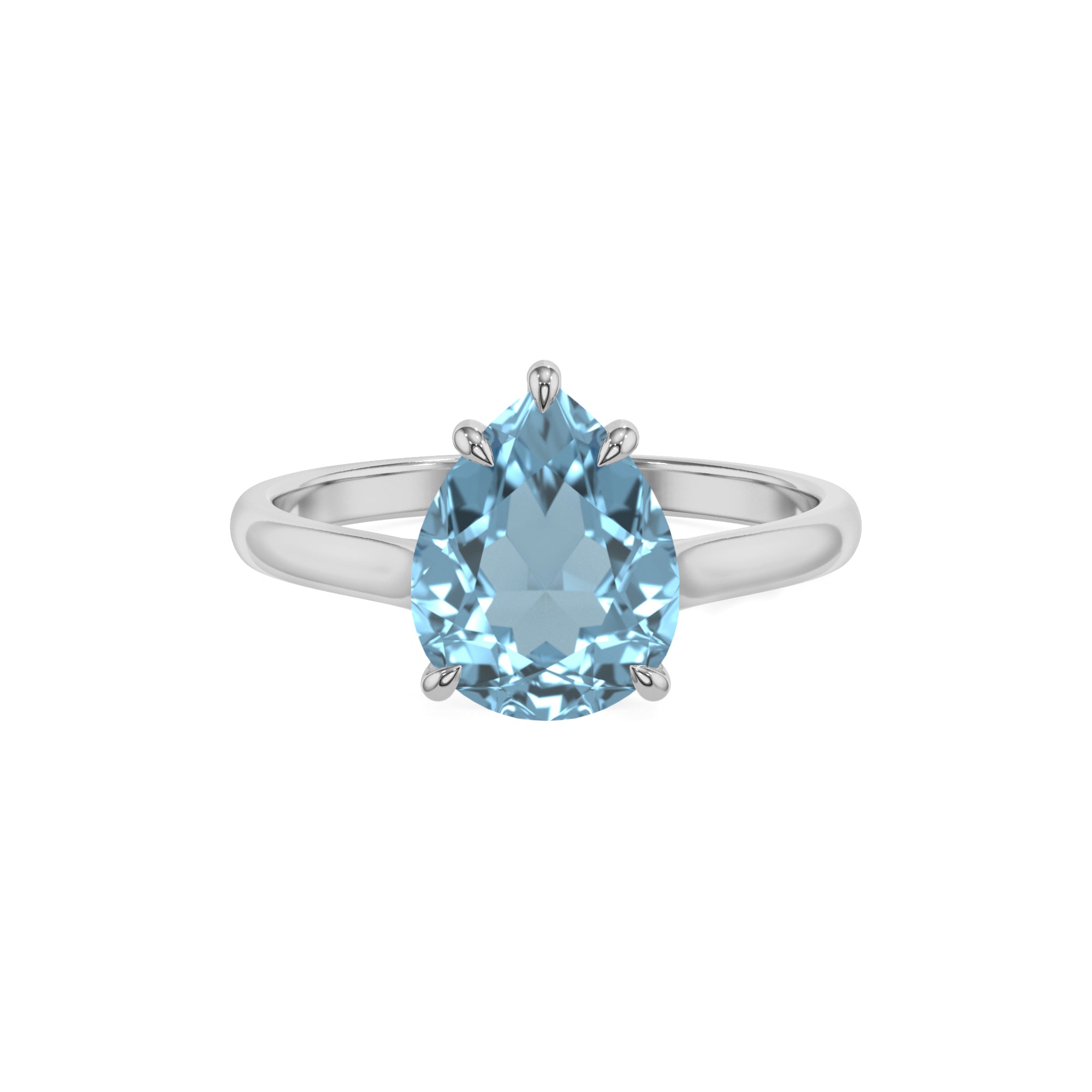 lab grown aquamarine pear solitaire engagement ring