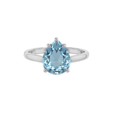 lab grown aquamarine pear solitaire engagement ring