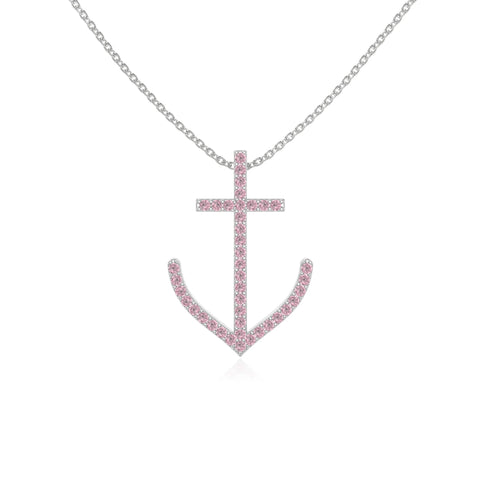 natural pink-tourmaline anchor necklaces in sterling silver 