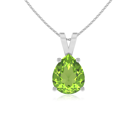 natural peridot pear shape solitaire v-bale pendant necklace