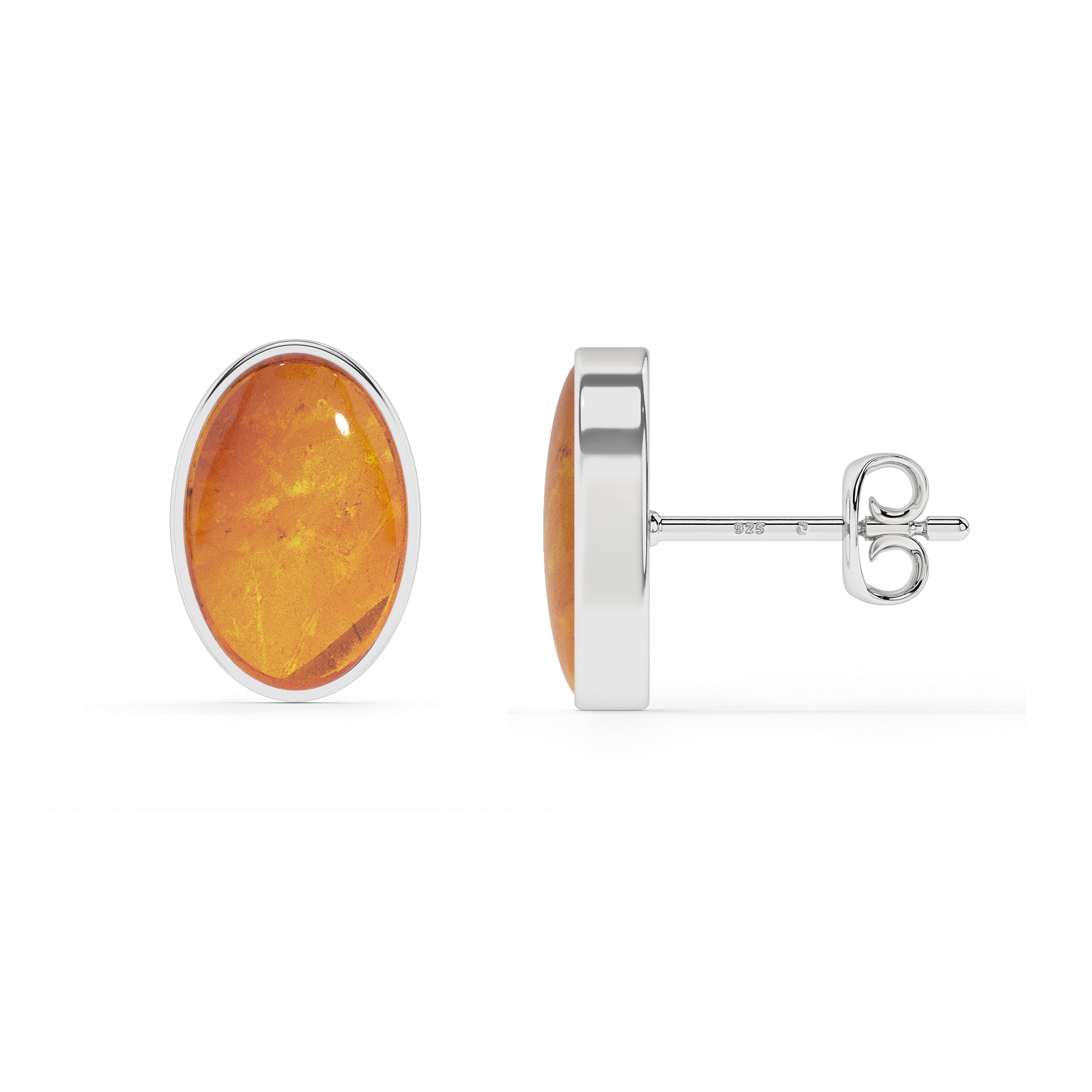 natural amber oval shape stud earrings