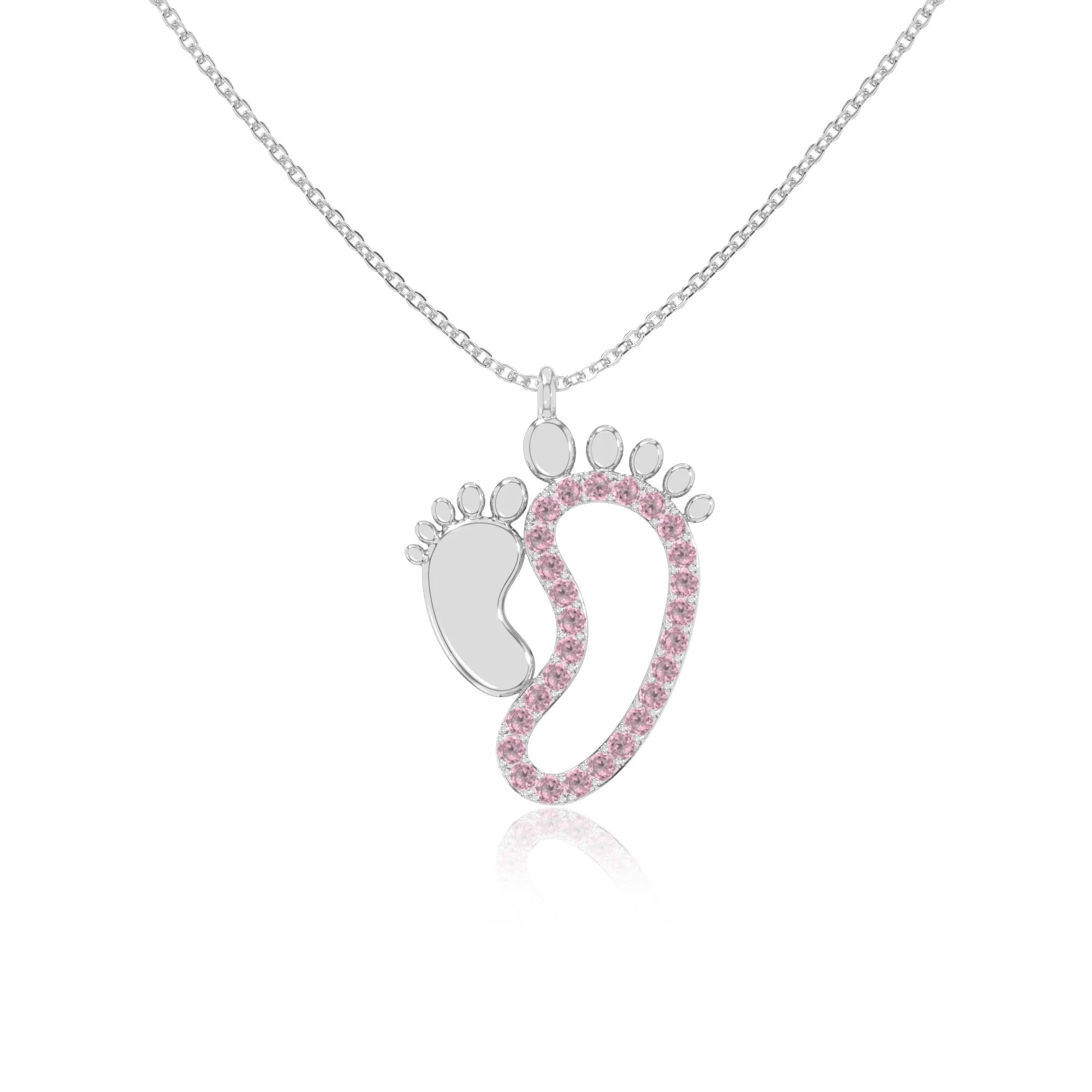 natural pink-tourmaline mother child necklaces in sterling silver 