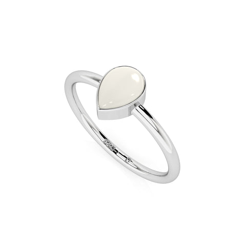 freshwater cultured pearl pear cab stackable bezel-set ring