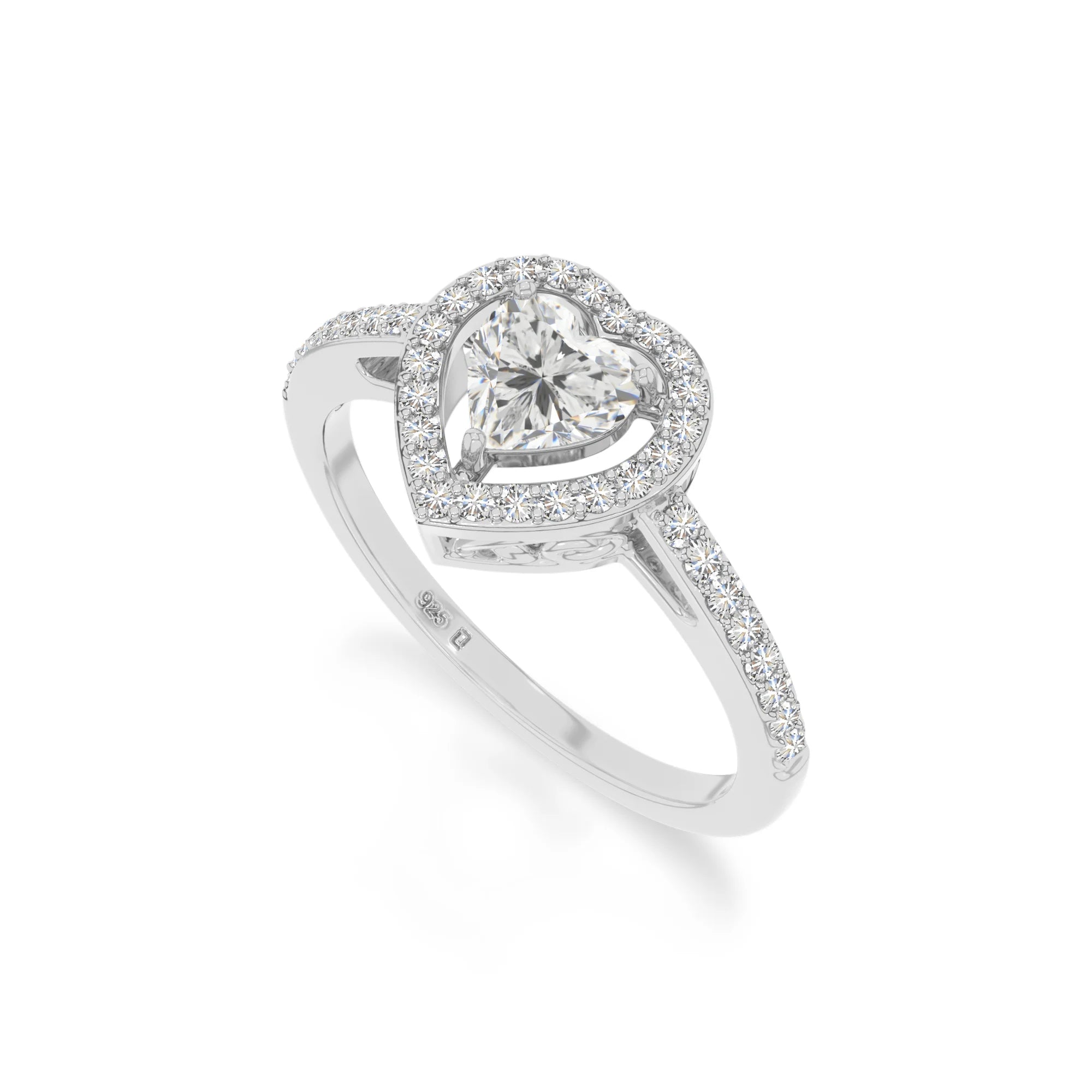 natural moissanite solitaire halo engagement rings in sterling silver 