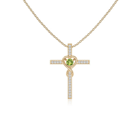 peridot infinity cross necklaces in yellow gold vermeil 