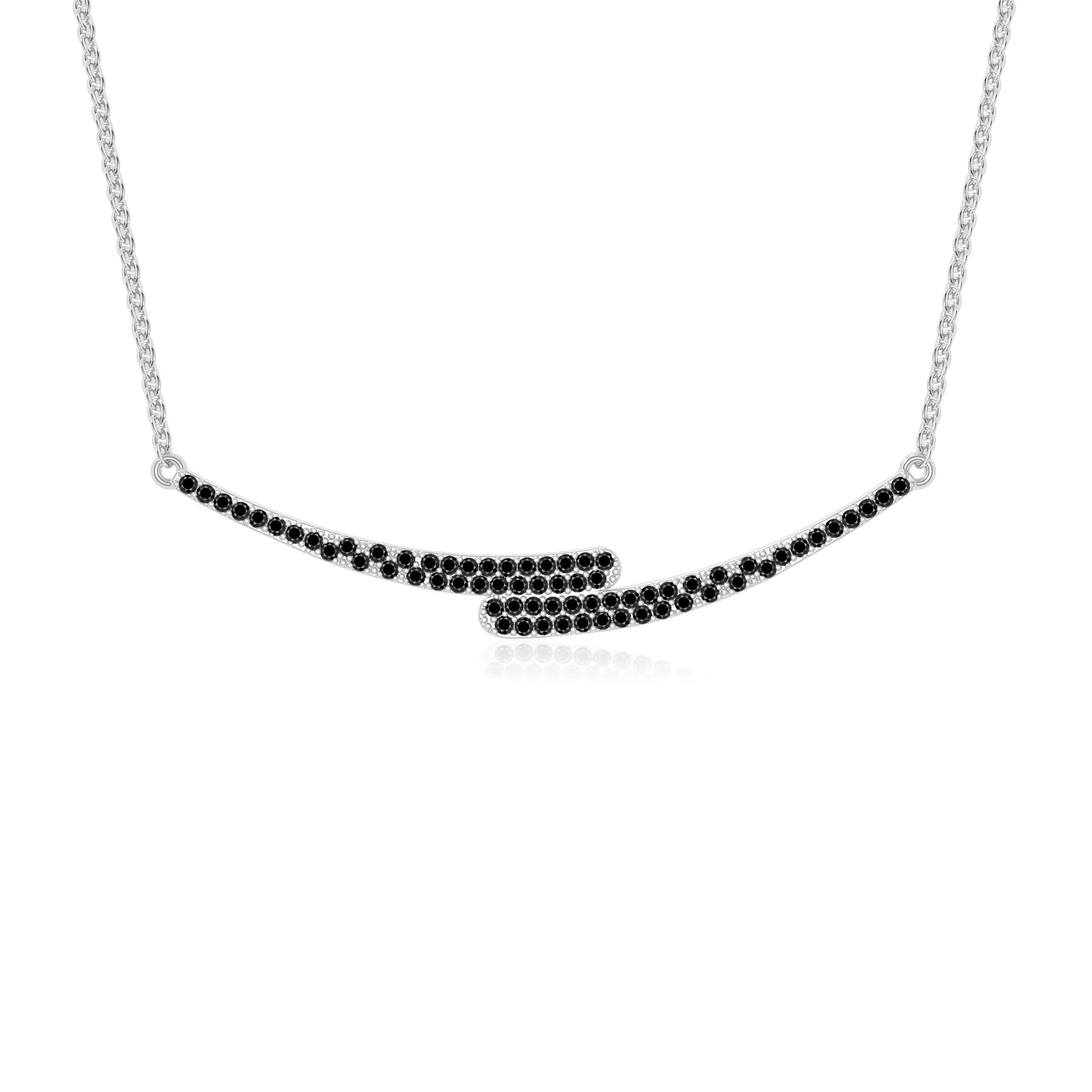 natural black-onyx bypass curved bar necklaces in sterling silver 