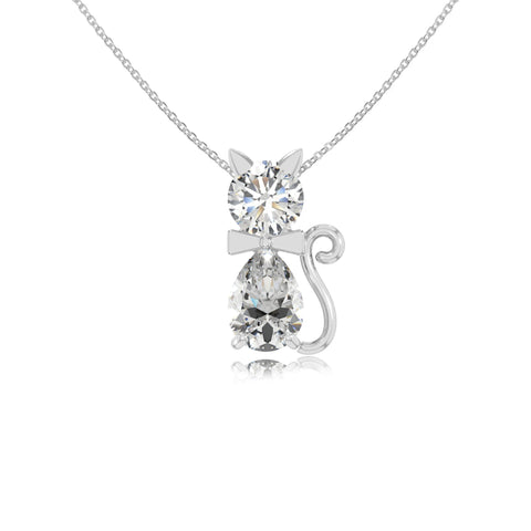 moissanite cat necklaces in sterling silver 