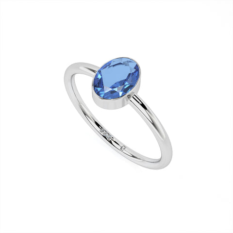 kyanite oval cut stackable bezel-set ring