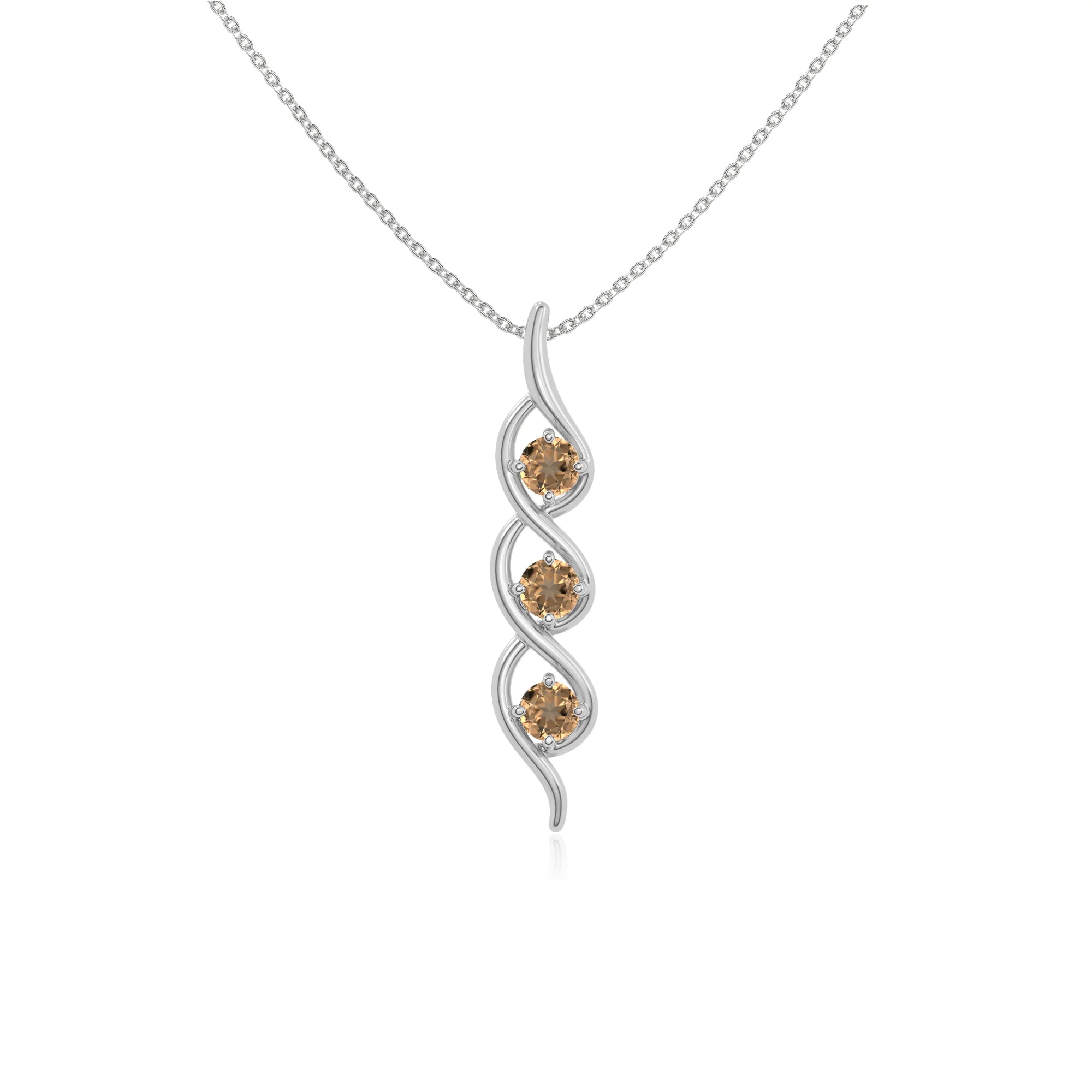 natural citrine 3 stone helix necklaces in sterling silver 