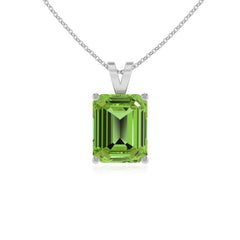 lab grown peridot emerald-cut shape solitaire v-bale pendant necklace