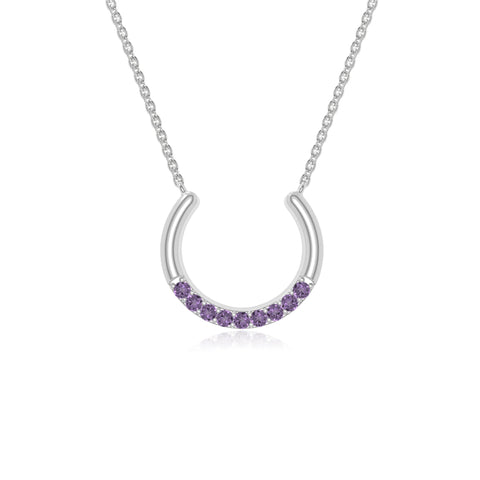 natural amethyst horse shoe necklaces in sterling silver 