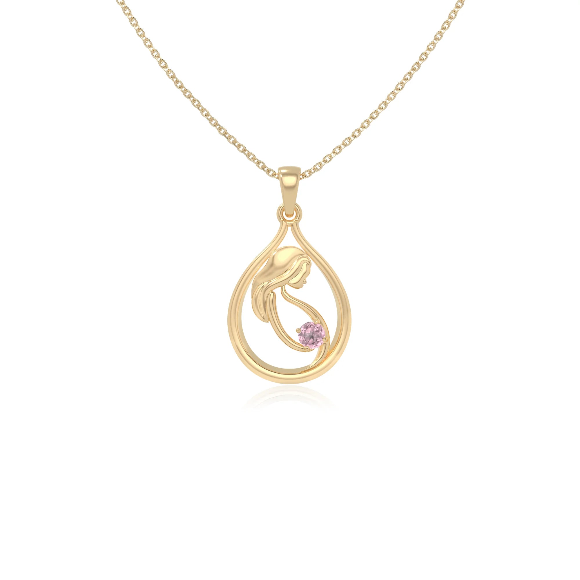 natural pink-tourmaline mom to be necklaces in yellow gold vermeil 