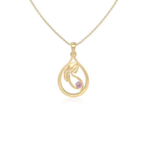natural pink-tourmaline mom to be necklaces in yellow gold vermeil 