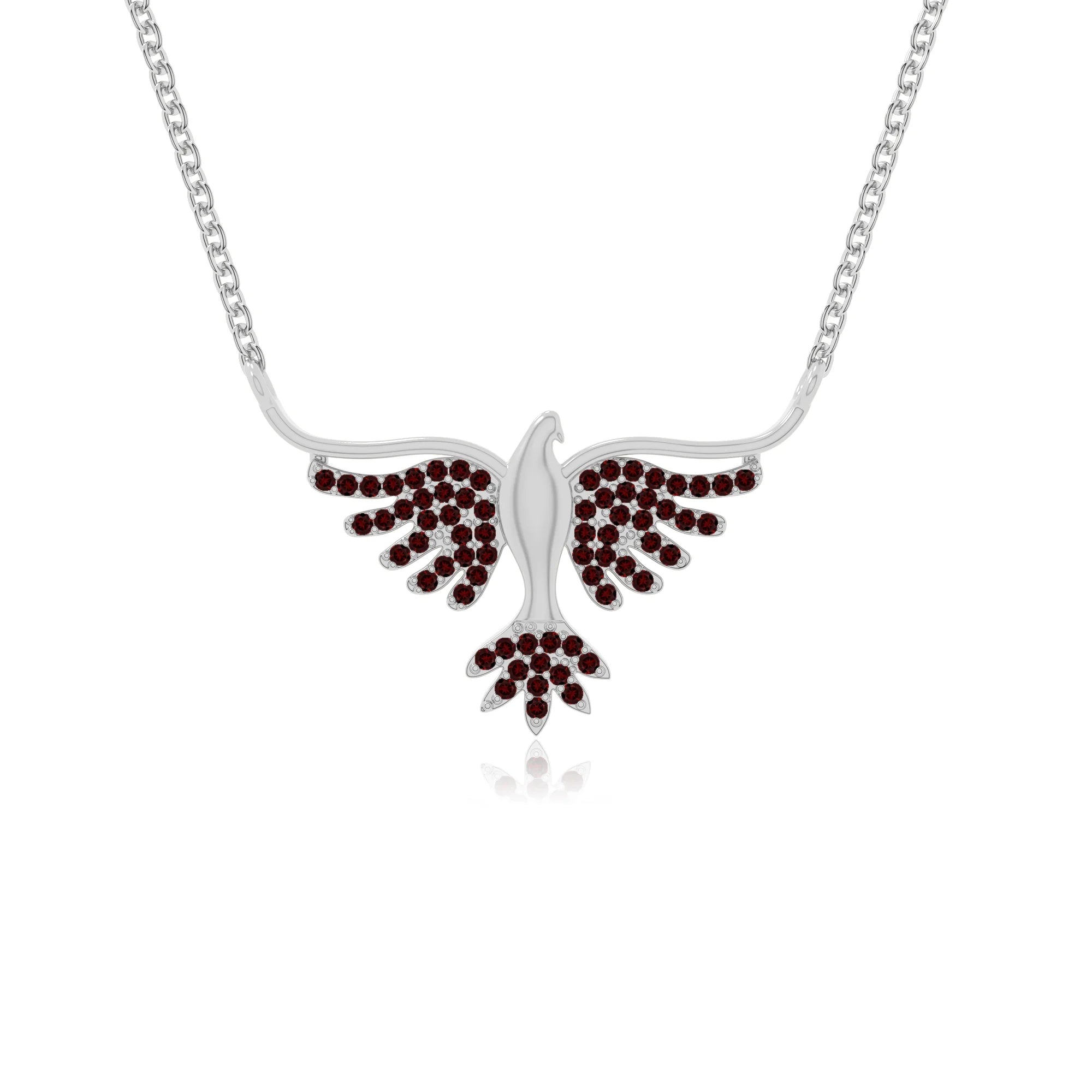 natural garnet phoenix eagle necklaces in sterling silver 
