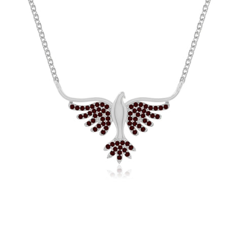 natural garnet phoenix eagle necklaces in sterling silver 