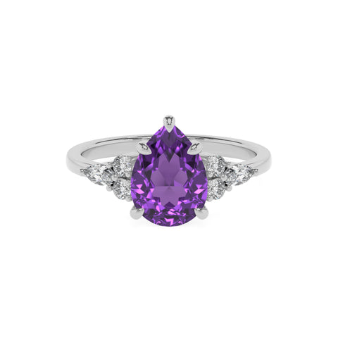 lab grown amethyst pear solitaire engagement ring