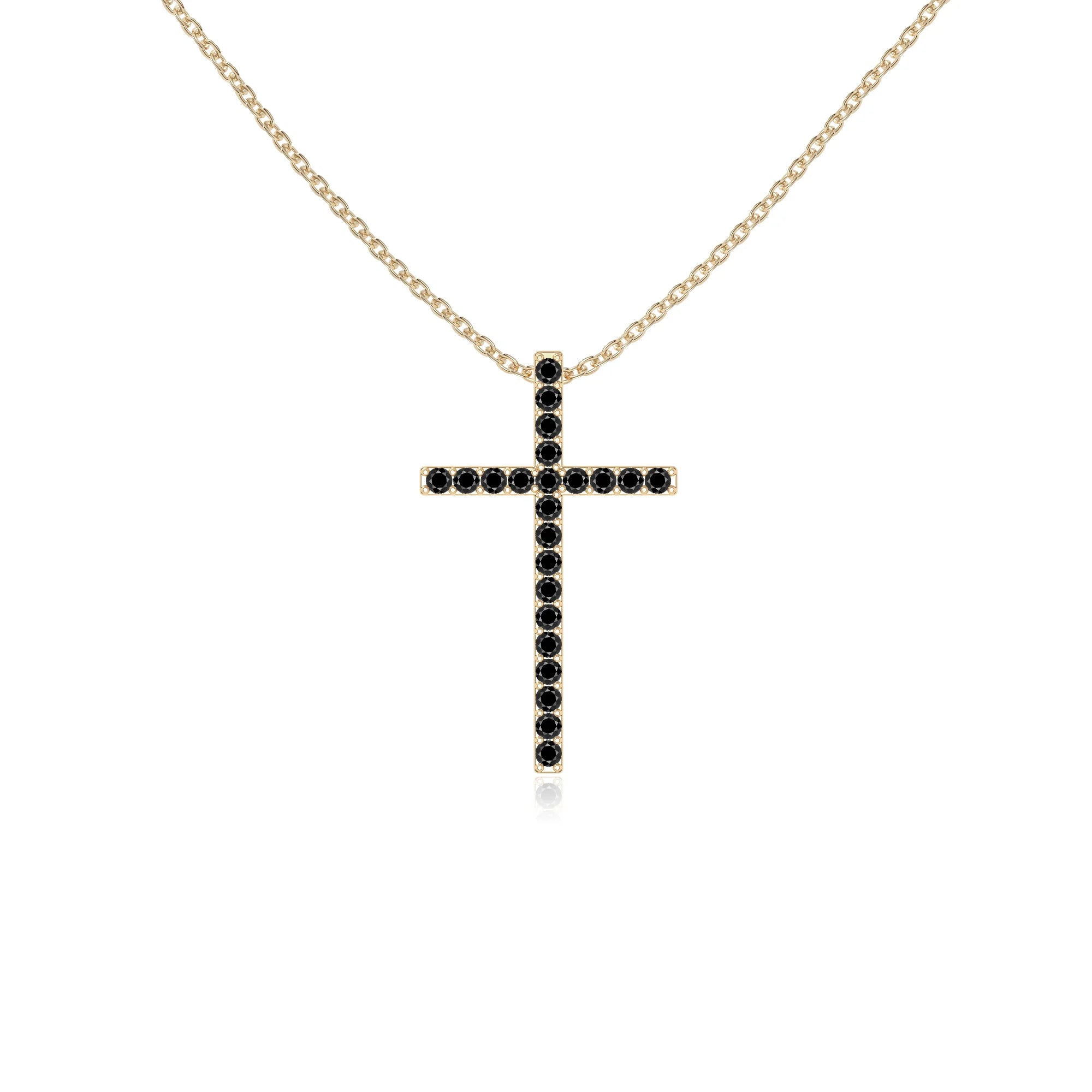 natural black-onyx cross necklaces in yellow gold vermeil 