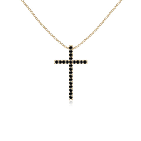 natural black-onyx cross necklaces in yellow gold vermeil 