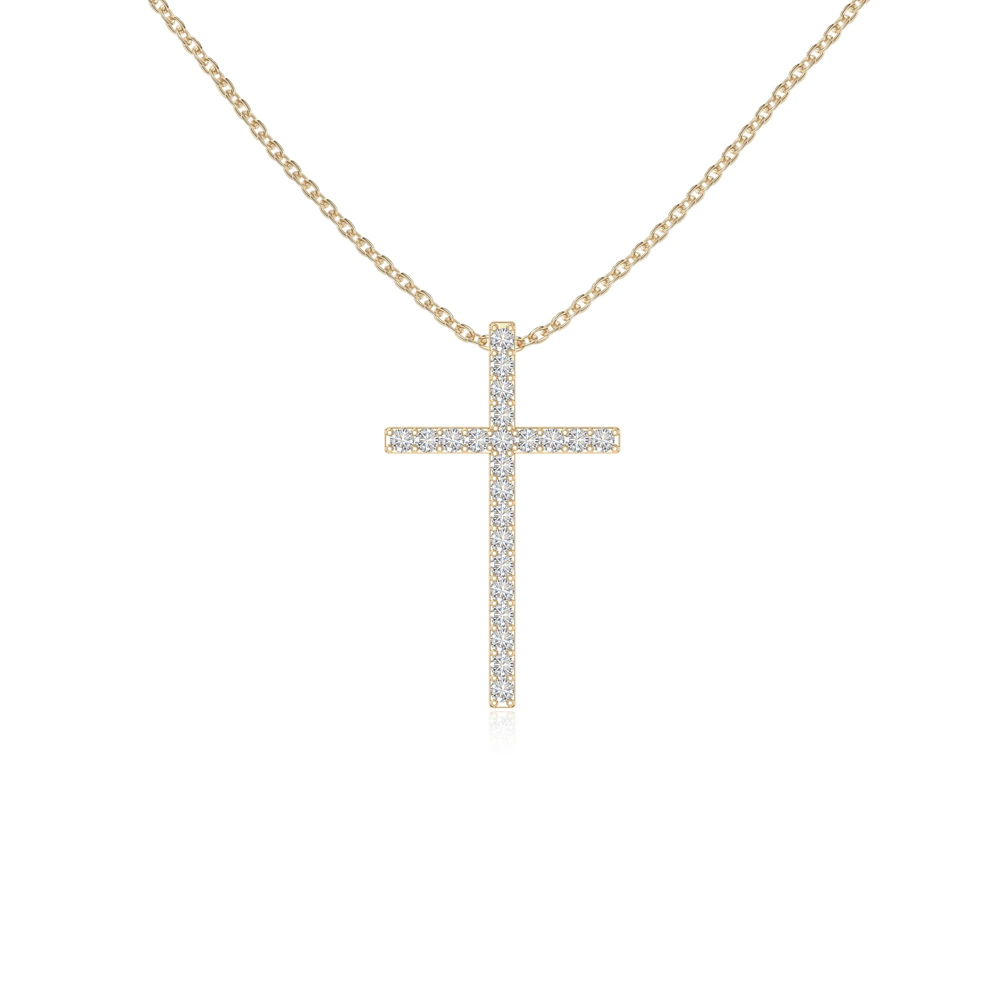 moissanite cross necklaces in yellow gold vermeil 