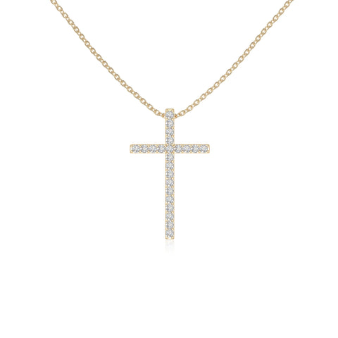 moissanite cross necklaces in yellow gold vermeil 