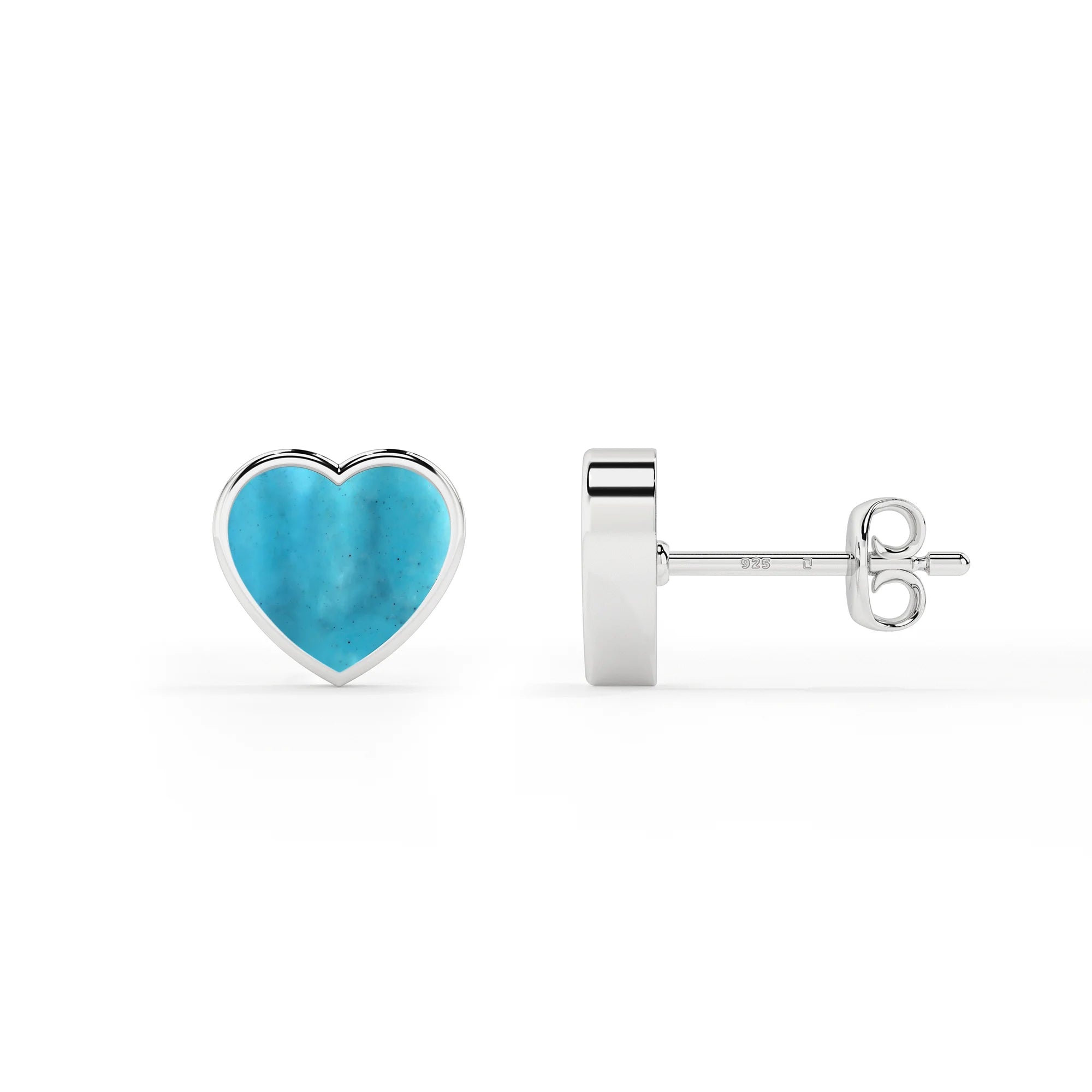 natural compressed turquoise heart shape stud earrings