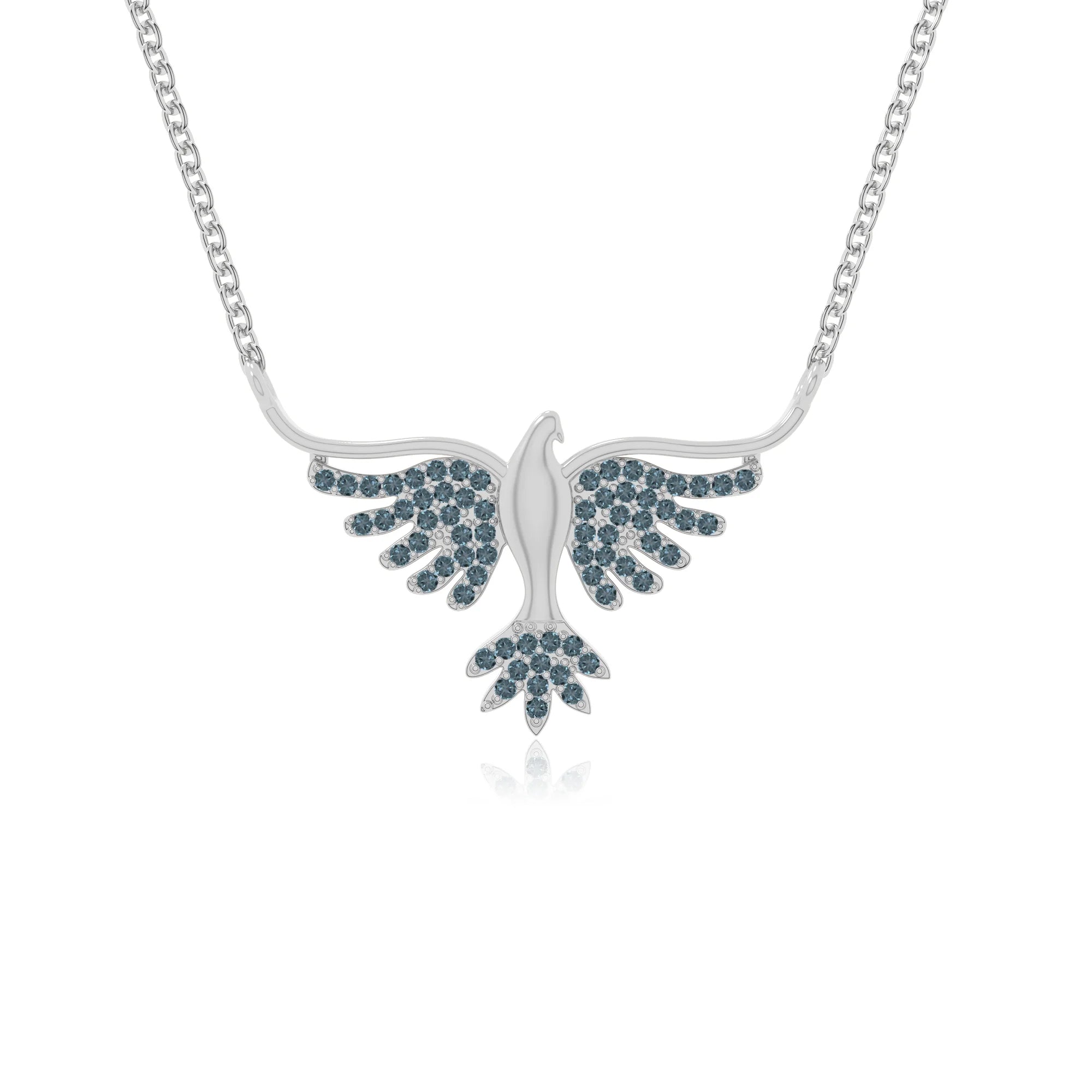 natural london-blue-topaz phoenix eagle necklaces in sterling silver 