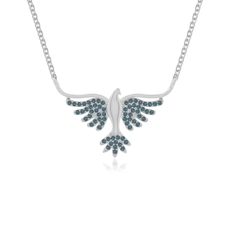 natural london-blue-topaz phoenix eagle necklaces in sterling silver 