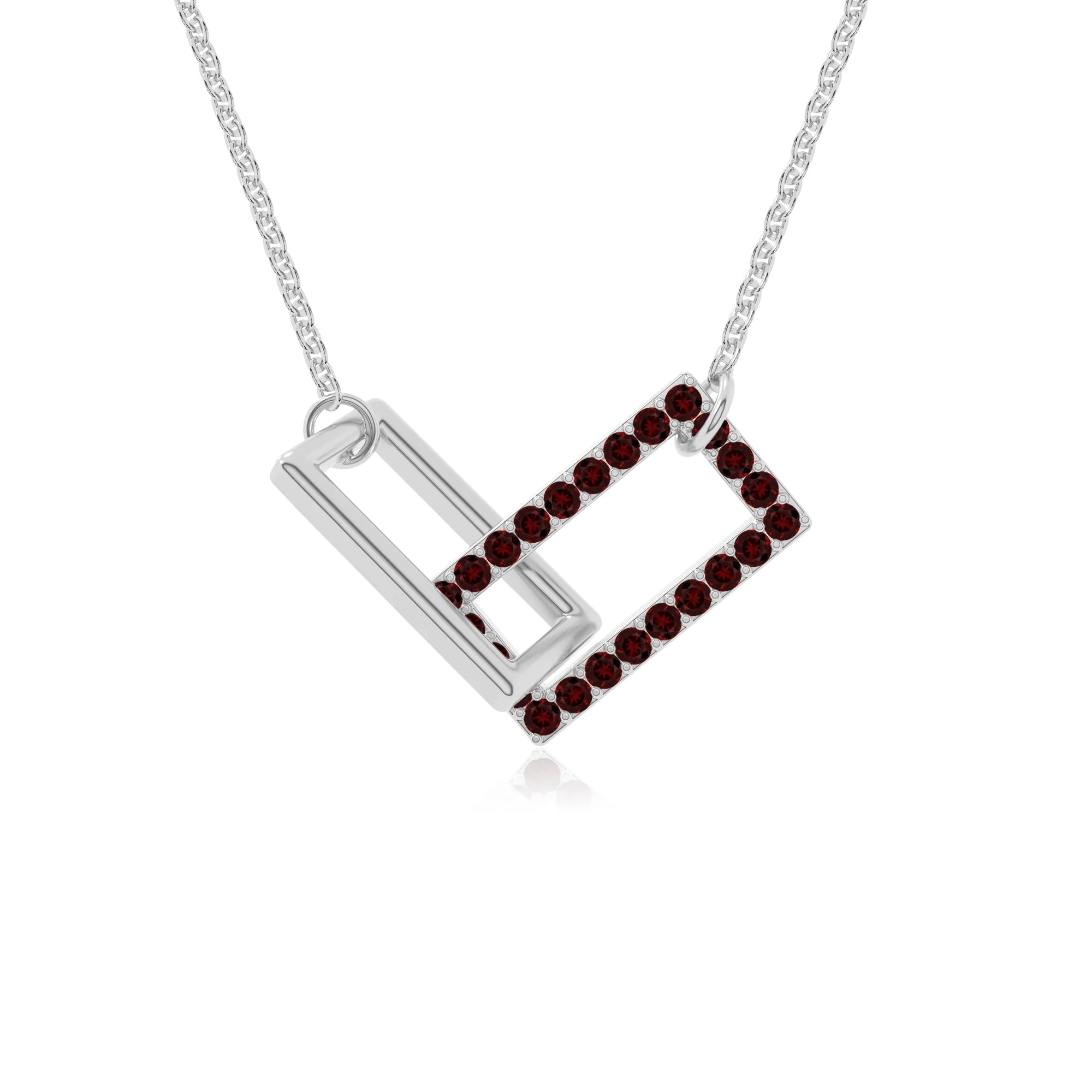 natural garnet interlock necklaces in sterling silver 