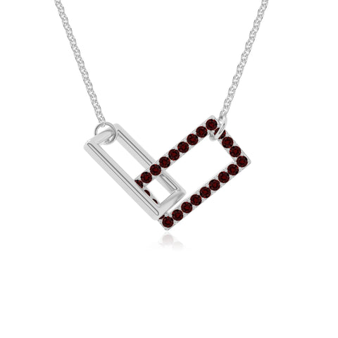 natural garnet interlock necklaces in sterling silver 