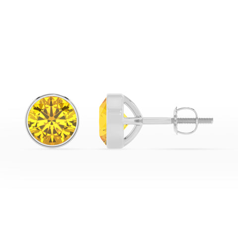 lab grown yellow sapphire round stud earrings 