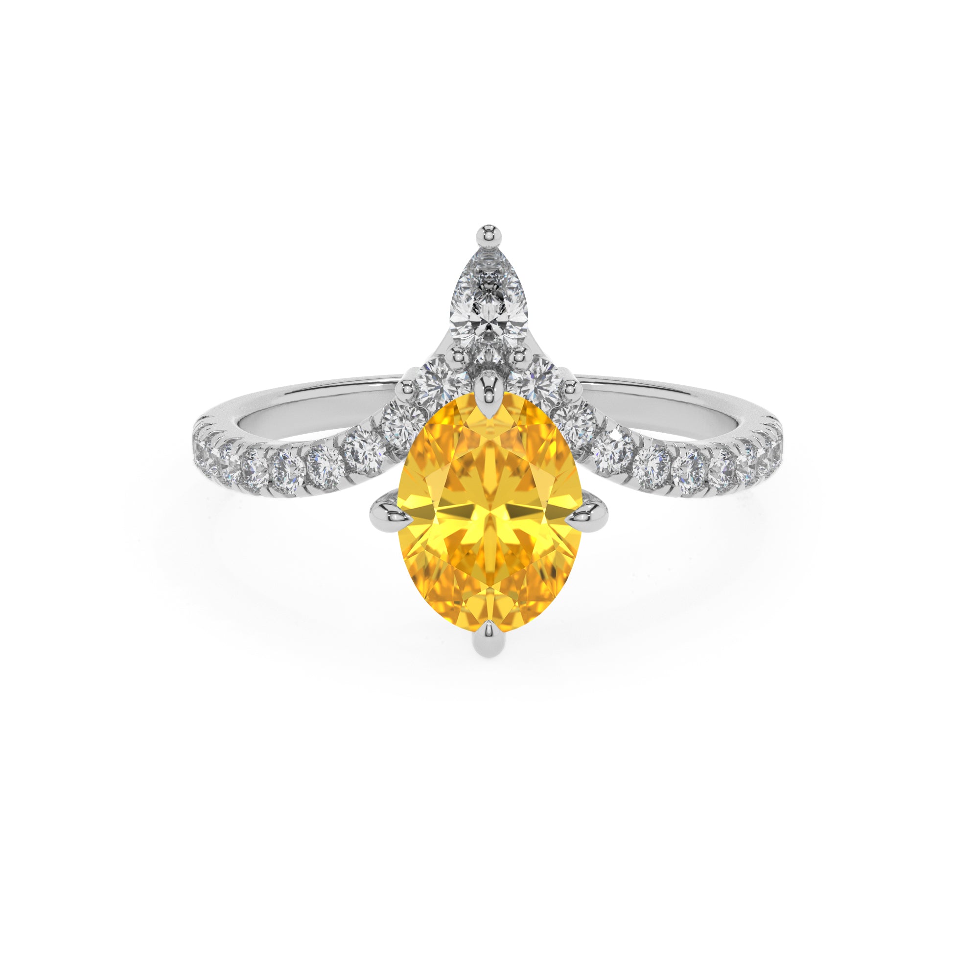 lab-grown yellow-sapphire oval solitaire engagement ring